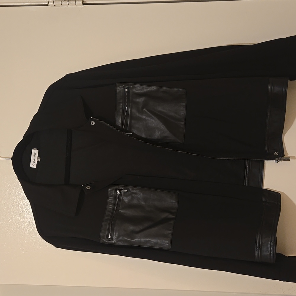 Calvin Klein Black Leather Pocket Jacket